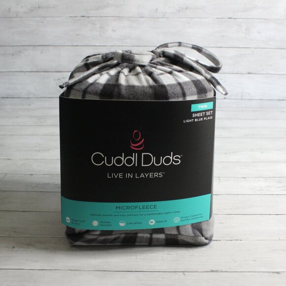 Cuddl Duds Sheet Set Twin Size Plaid Microfleece